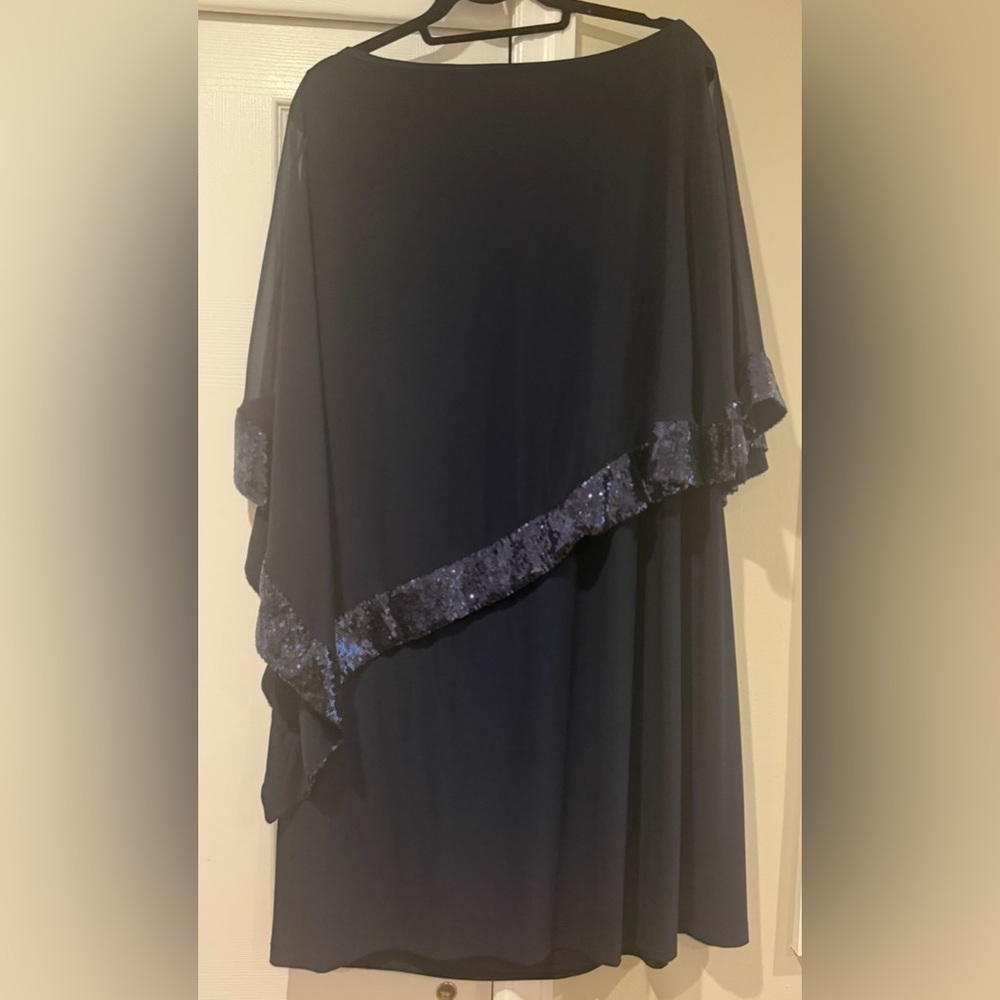 Xscape Plus Size Midnight Blue Gown with Sequin Detail